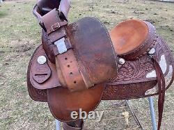 Used 15.5 Dakota tooled Western Show Saddle WithMontana silver US made