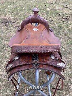 Used 15.5 Dakota tooled Western Show Saddle WithMontana silver US made