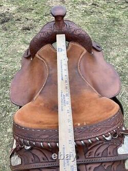 Used 15.5 Dakota tooled Western Show Saddle WithMontana silver US made