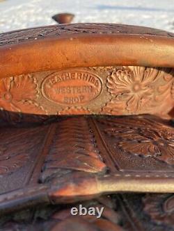 Used 15.5 tooled Western Show Saddle US made Geidel's Custom Saddlery