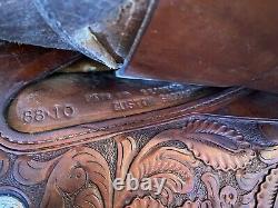 Used 15.5 tooled Western Show Saddle US made Geidel's Custom Saddlery