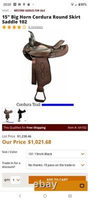 Used 15 Big Horn brown Western saddle 102 US made VGC