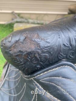 Used 15 Big WithWestern Saddlery black round skirt saddle US made
