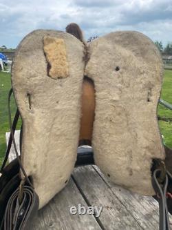 Used 15 Big WithWestern Saddlery black round skirt saddle US made