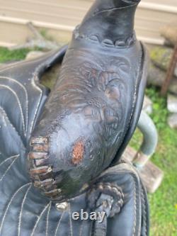 Used 15 Big WithWestern Saddlery black round skirt saddle US made
