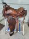 Used 15 Brown Color Roping Saddle With Bear Trap Pommel Made In The Usa