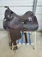 Used 15 Brown Leather Western Equitation Saddle Withsilver And Tooling All Over