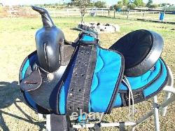 Used 15 King Series Western saddle Turquoise nylon withblack leather US made