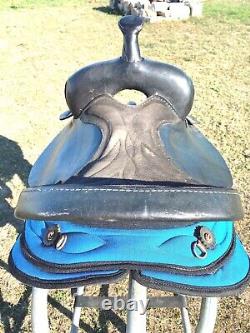 Used 15 King Series Western saddle Turquoise nylon withblack leather US made