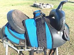 Used 15 King Series Western saddle Turquoise nylon withblack leather US made