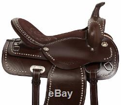 Used 15 Silver Studded Western Show Leather Parade Trail Horse Saddle Comfy