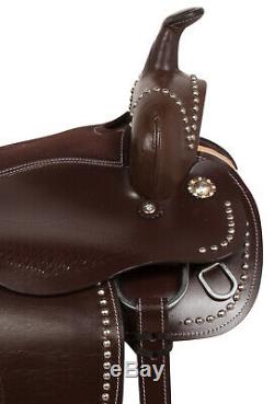 Used 15 Silver Studded Western Show Leather Parade Trail Horse Saddle Comfy