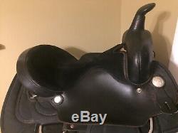 Used 15 black leather & Cordura Big Horn Western saddle. Buyer pays shipping