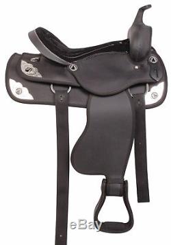 Used 16 17 18 Black Western Pleasure Trail Synthetic Horse Saddle Tack Set
