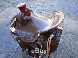 Used 16 17 Wade Ranch Roping Pleasure Trail Tooled Leather Western Horse Saddle