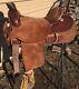 Used 16.5 Santa Fe Western Roping Saddle Withtooled Skirts, Rough Out Fenders