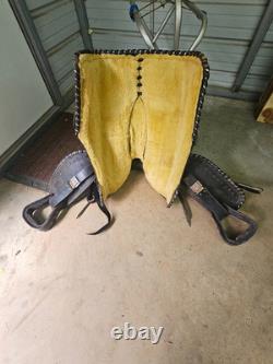 Used 16 Black leather Parade Saddle Silver Conchos All the Way Around it