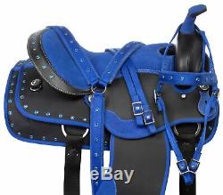 Used 16 Blue Western Horse Saddle Tack Barrel Racer Trail Riding