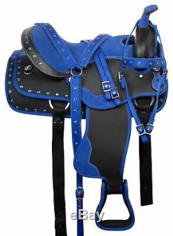 Used 16 Blue Western Horse Saddle Tack Barrel Racer Trail Riding