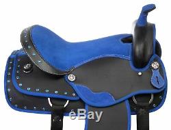 Used 16 Blue Western Horse Saddle Tack Barrel Racer Trail Riding