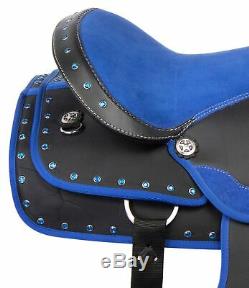 Used 16 Blue Western Horse Saddle Tack Barrel Racer Trail Riding