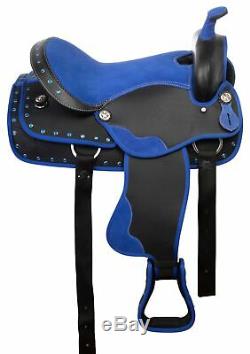 Used 16 Blue Western Horse Saddle Tack Barrel Racer Trail Riding