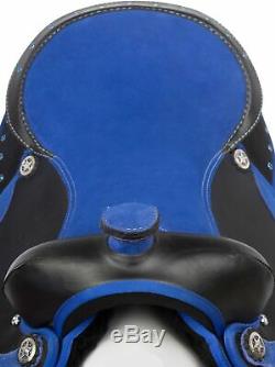 Used 16 Blue Western Horse Saddle Tack Barrel Racer Trail Riding