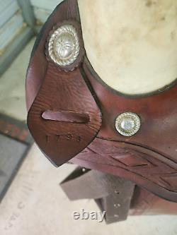 Used 16 Brown Color Leather Roping Saddle with Tooling #1790