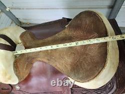 Used 16 Brown Color Leather Roping Saddle with Tooling #1790