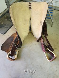 Used 16 Brown Color Leather Roping Saddle with Tooling #1790