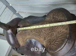 Used 16 Brown Color leather Roping Saddle with Tooling #1201