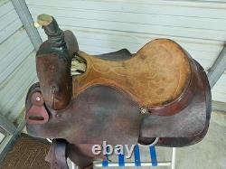 Used 16 Brown Leather Cutting Saddle withAll Smooth Leather