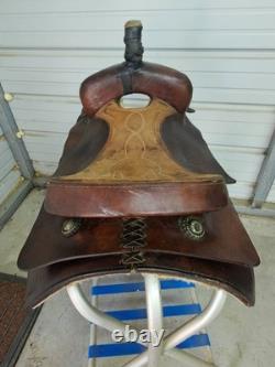 Used 16 Brown Leather Cutting Saddle withAll Smooth Leather