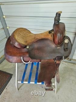 Used 16 Brown Leather Cutting Saddle withAll Smooth Leather