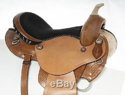 Used 16 Close Contact Western Leather Tooled Barrel Racing Trail Horse Saddle