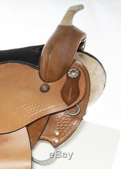 Used 16 Close Contact Western Leather Tooled Barrel Racing Trail Horse Saddle
