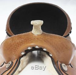 Used 16 Close Contact Western Leather Tooled Barrel Racing Trail Horse Saddle