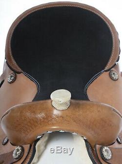 Used 16 Close Contact Western Leather Tooled Barrel Racing Trail Horse Saddle