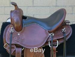 Used 16 Extra Comfortable Western Trail Endurance Leather Tooled Horse Saddle