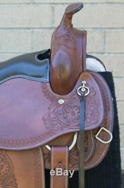 Used 16 Extra Comfortable Western Trail Endurance Leather Tooled Horse Saddle