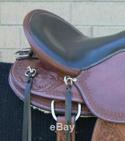 Used 16 Extra Comfortable Western Trail Endurance Leather Tooled Horse Saddle