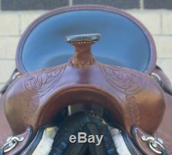 Used 16 Extra Comfortable Western Trail Endurance Leather Tooled Horse Saddle