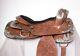 Used 16 Hand Carved Chestnut Leather Show Western Silver Horse Saddle