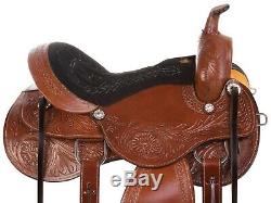 Used 16 Pleasure Trail Horse Saddle Comfy Seat Western Leather Hand Carved