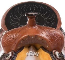 Used 16 Pleasure Trail Horse Saddle Comfy Seat Western Leather Hand Carved