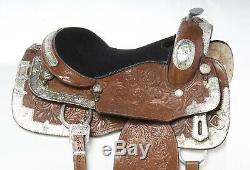 Used 16 Premium Silver Show Parade Hand Carved Western Leather Horse Saddle