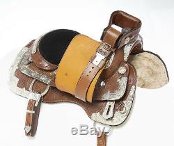 Used 16 Premium Silver Show Parade Hand Carved Western Leather Horse Saddle