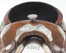 Used 16 Premium Silver Show Parade Hand Carved Western Leather Horse Saddle