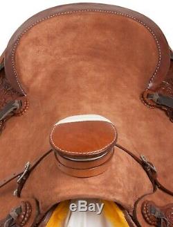 Used 16 Rough Out Hand Carved Western Roping Wade Tree Leather Saddle Tack Set