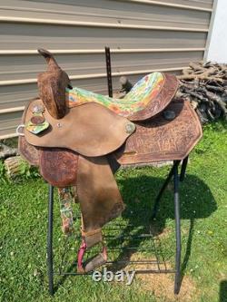 Used 16 Silver Royal cactus Western barrel saddle